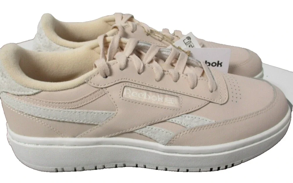 Reebok Club C Double Revenge Tennis Shoes Sneakers Pink White Womens Sz 8.5